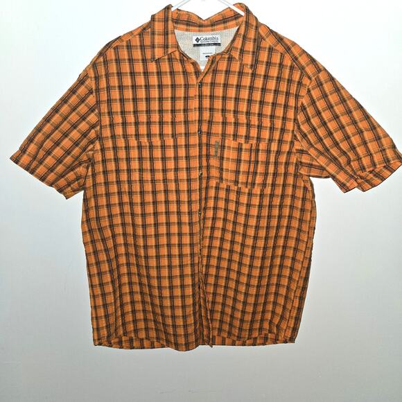 Columbia Size Large Men's Orange Stripe Vented  Button Down  Shirt - Picture 1 of 7